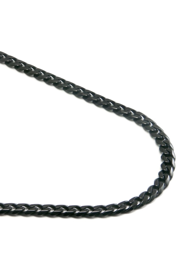 Black Titanium 4MM Curb Chain Link High Polish Finish Men's Necklace 24"