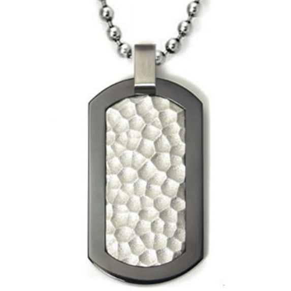 Titanium Kay Black Titanium Hammered High Polish Finish Military Style Dog Tag Pendant with 40" Bead Chain