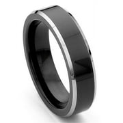 Titanium Kay Black Tungsten 6mm Comfort-Fit Beveled Mens Wedding Band Ring Sz 10.0