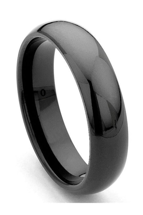 Black Tungsten 6mm Dome Comfort-Fit Wedding Band Ring Sz 10.0