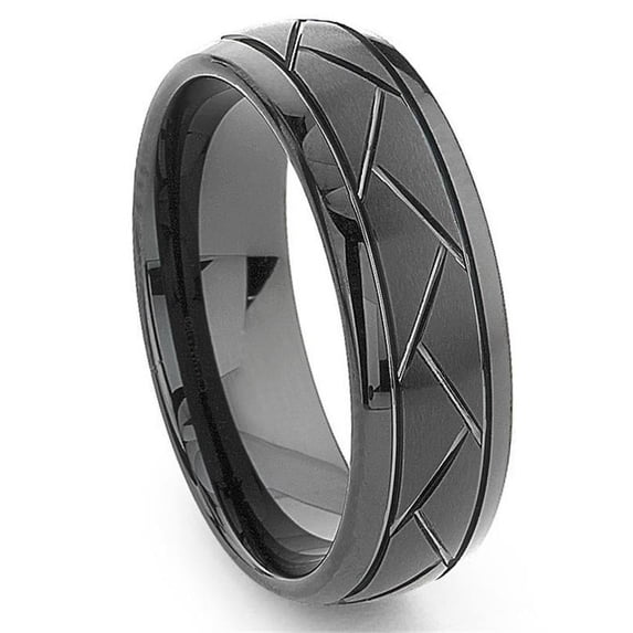 Titanium Kay Black Tungsten 8MM Diamond Cut Dome Comfort Fit Mens Wedding Band Ring Sz 12.5