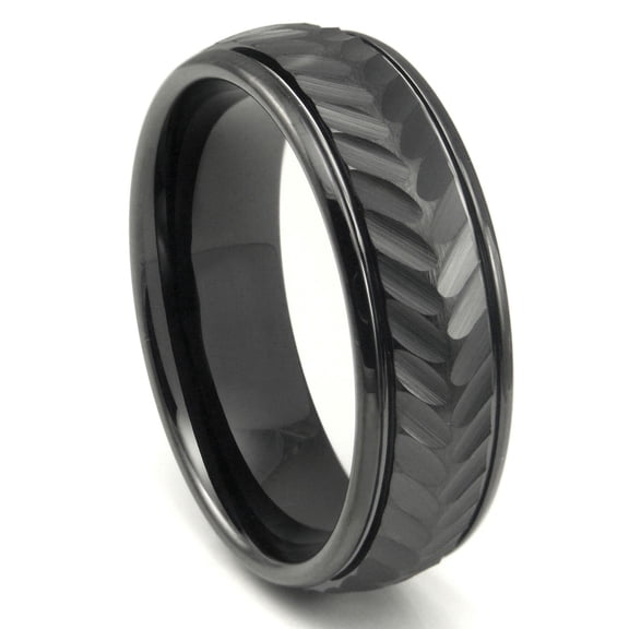 Titanium Kay Black Tungsten Carbide 8MM Chevron Newport Comfort Fit Mens Wedding Band Ring Sz 9.0