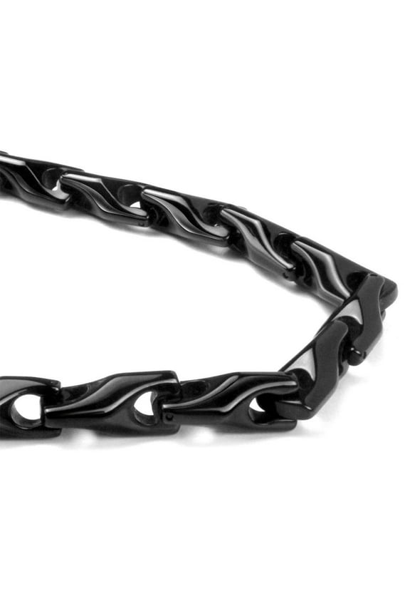 Black Tungsten Carbide Men's Wheat High Polish Finish Link Necklace Chain 18"