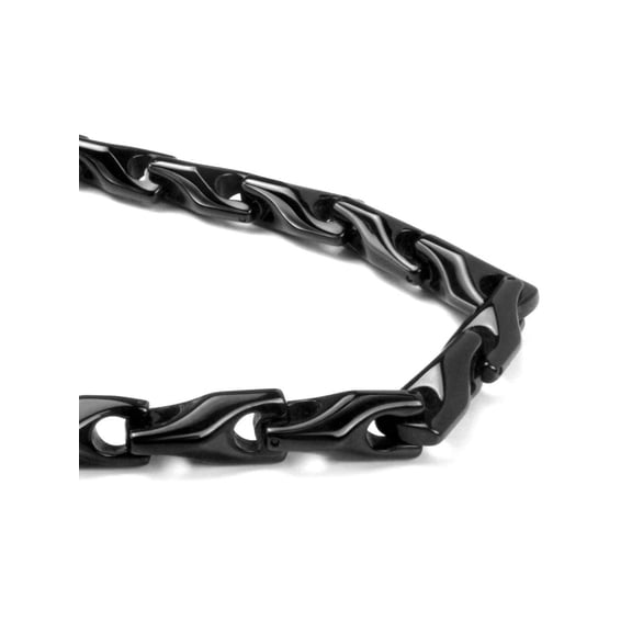 Titanium Kay Black Tungsten Carbide Men's Wheat High Polish Finish Link Necklace Chain 18"