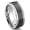 thumbnail image 1 of Titanium Kay Black Tungsten Carbide Two Tone Comfort Fit Mens Wedding Band Ring with Grooves Sz 12.5, 1 of 4