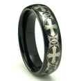 thumbnail image 1 of Titanium Kay Black Tungsten Laser Engraved Celtic Cross Dome Comfort Fit Mens Wedding Band Ring Sz 11.5, 1 of 4