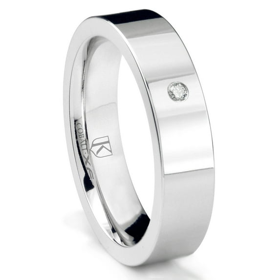 Titanium Kay Cobalt Xf Chrome 6MM Solitaire Diamond High Polish Pipe Cut Comfort Fit Wedding Band Ring Sz 12.0