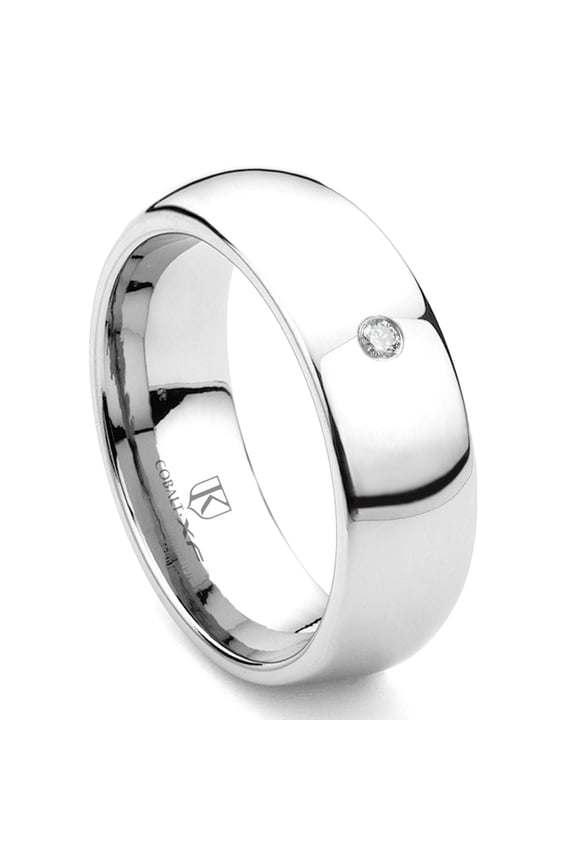 Cobalt Xf Chrome 8MM Solitaire Diamond Dome Comfort Fit Wedding Band Ring Sz 9.0