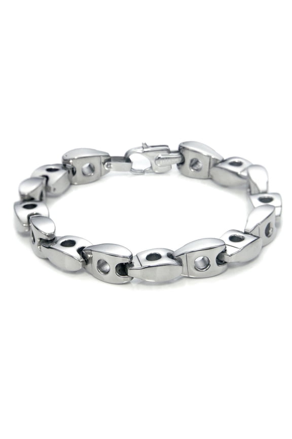 Men's 10MM Solid Titanium High Polish Finish Chrome Color Link Bracelet 8.5"