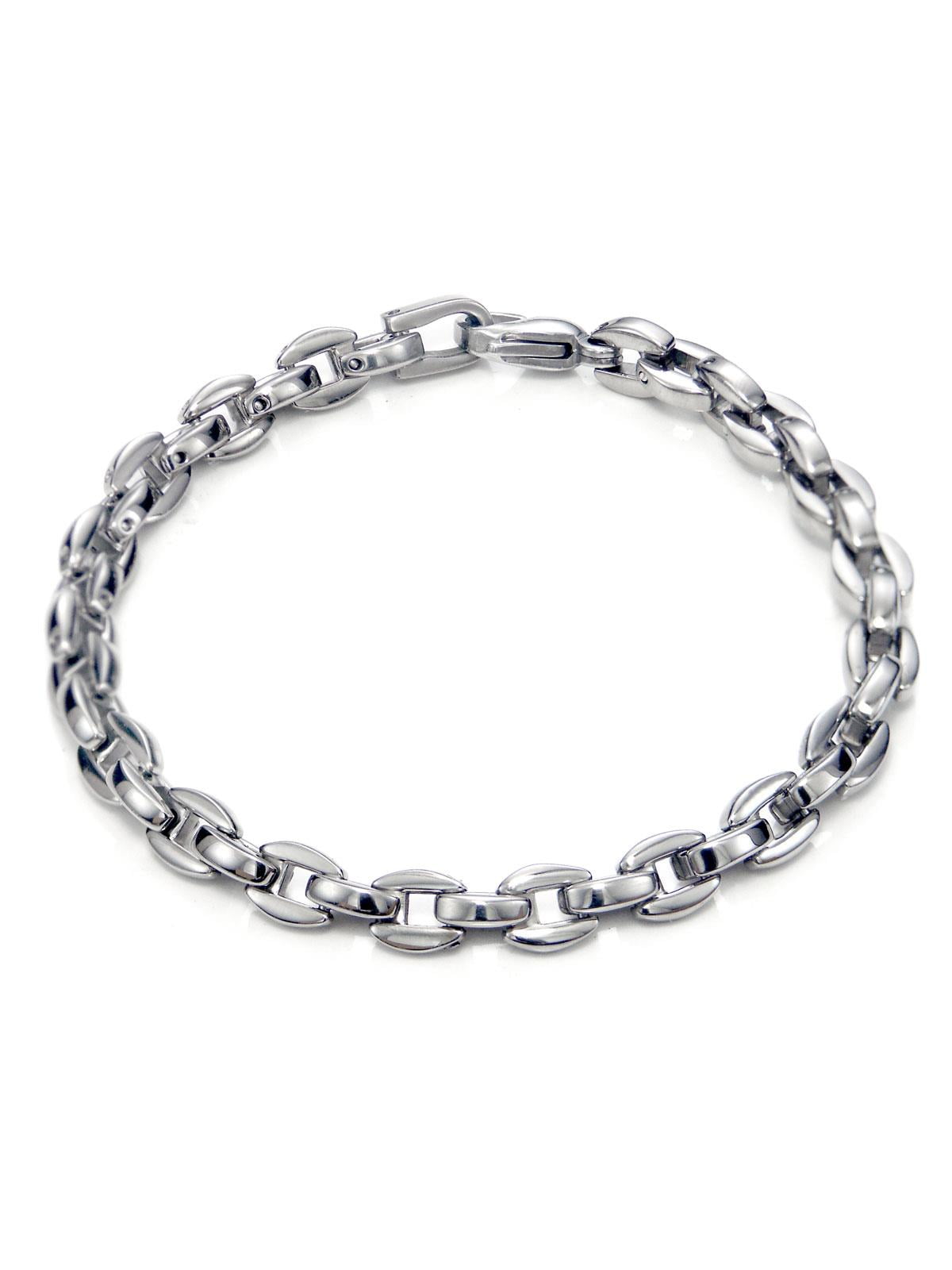 Titanium Kay Men's 5MM Solid Titanium Oval High Polish Finish Chrome Color Link Bracelet 8"