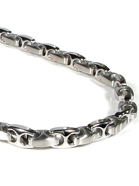 Titanium Kay Nitrogen Stainless Steel Men's Two Tone Chrome Color Link Necklace Chain 30"