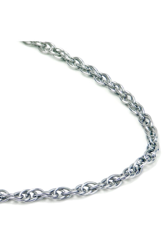 Solid Titanium 2.5MM Rope Link High Polish Finish Chrome Color Necklace Chain 36"