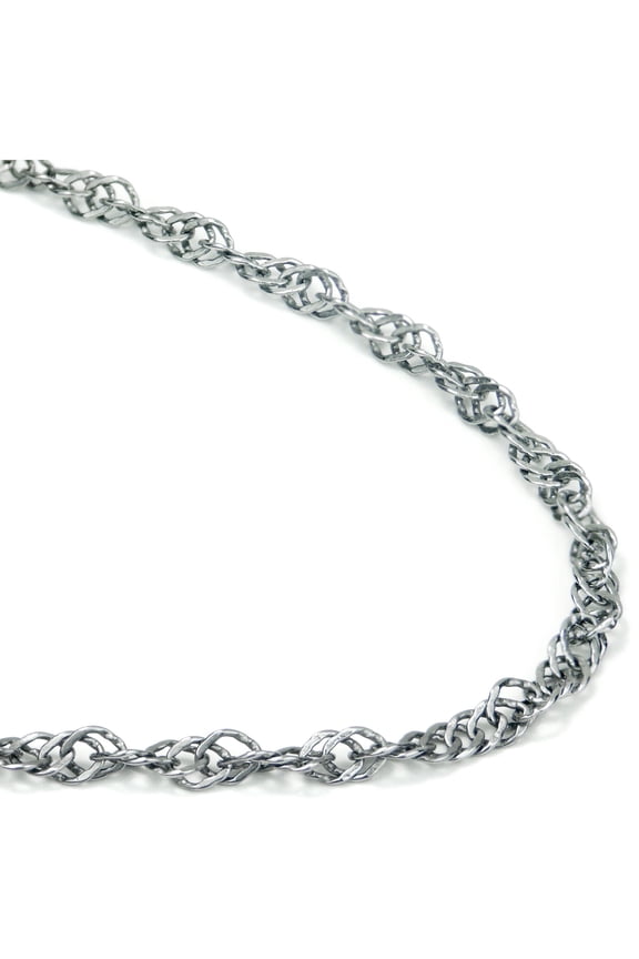 Solid Titanium 3.5MM Singapore Link High Polish Finish Chrome Color Necklace Chain 16"