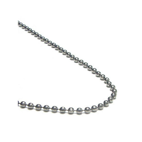 Titanium Kay Solid Titanium 3MM Bead Link Matte Finish Gray Color Necklace Chain 36"