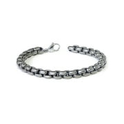 Titanium Kay Solid Titanium 7MM Box Matte Finish Chrome Color Gray Color Mens Link Bracelet 8"