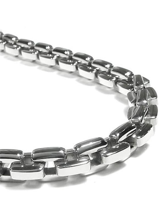 Stainless Steel Men's Large Box Link High Polish Finish Chrome Color Necklace Chain 20"