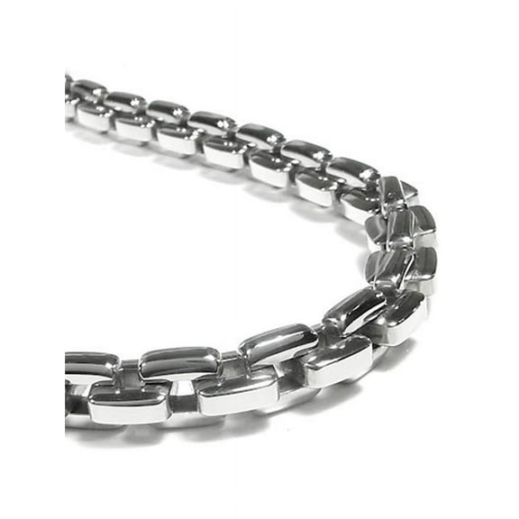 Titanium Kay Stainless Steel Men's Large Box Link High Polish Finish Chrome Color Necklace Chain 26"