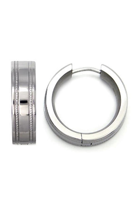 Titanium 20mm Milgrain High Polish Hinge with Notched Post Hoop Earrings