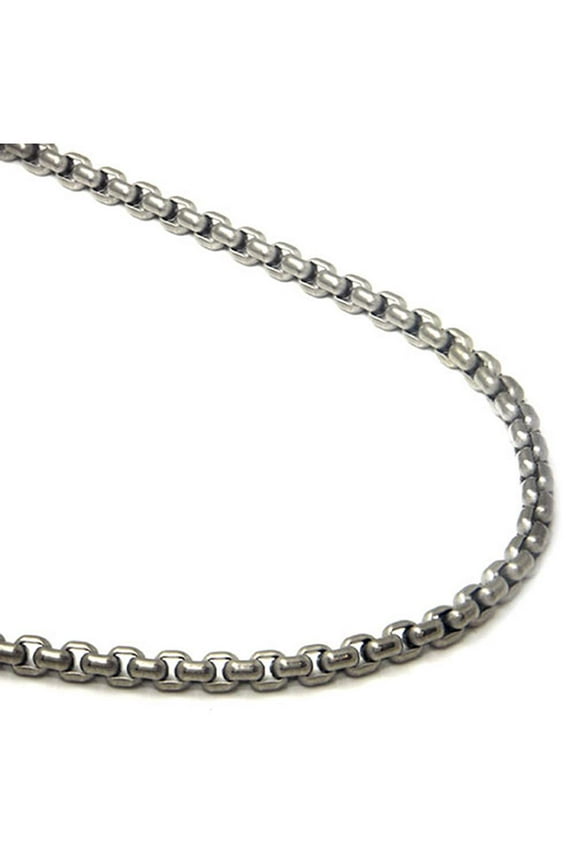 Titanium 4MM Box Chain Link Matte Finish Men's Gray Color Necklace 18"