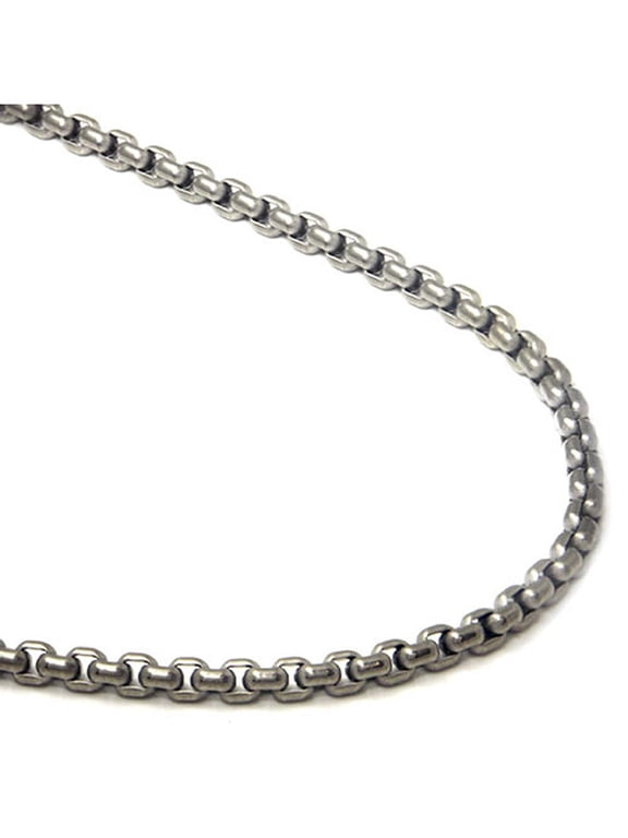 Titanium 4MM Box Chain Link Matte Finish Men's Gray Color Necklace 30"