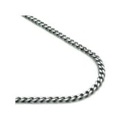 Titanium Kay Titanium 4MM Curb Chain Link High Polish Finish Mens Gray Color Necklace 24"