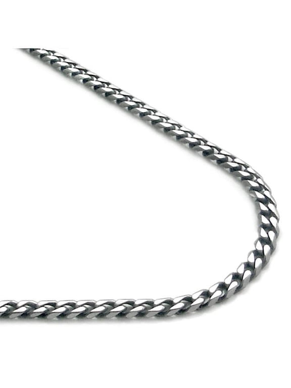 Titanium 4MM Curb Chain Link High Polish Finish Men's Gray Color Necklace 24"