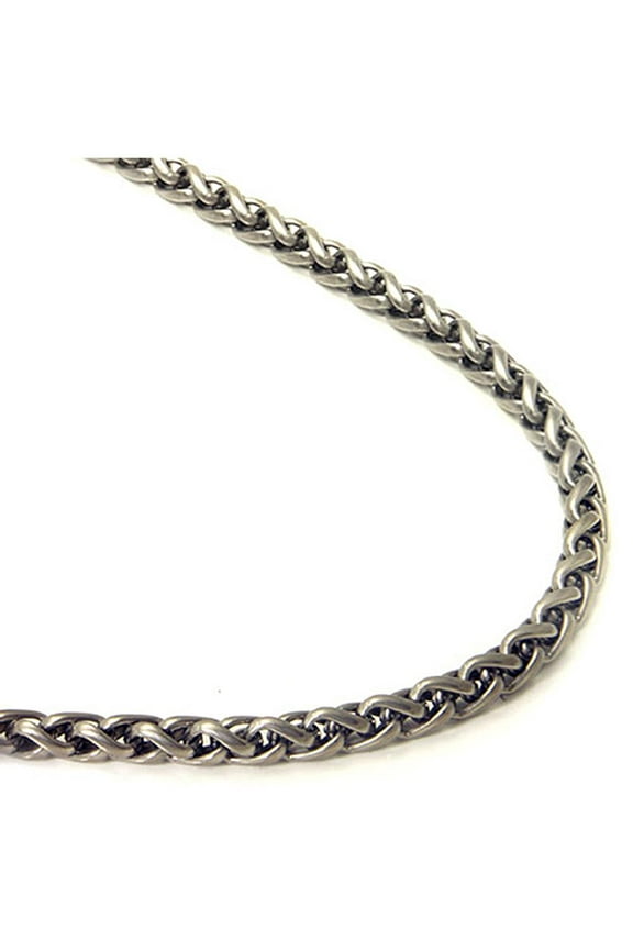 Titanium 4MM Wheat Chain Link Matte Finish Men's Gray Color Necklace 18"