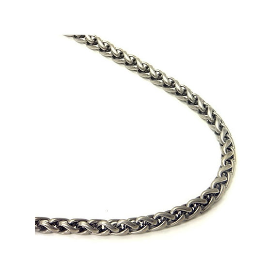 Titanium Kay Titanium 4MM Wheat Chain Link Matte Finish Men's Gray Color Necklace 26"