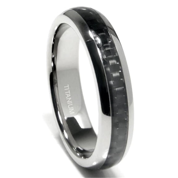 Titanium Kay Titanium 5MM Carbon Fiber Inlay Comfort Fit Mens Wedding Band Ring Sz 6.5