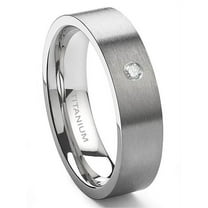 Titanium Kay Titanium 6mm Solitaire Diamond Brush Finish Flat Comfort Fit Mens Wedding Band Ring Sz 10.0