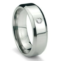 Titanium Kay Titanium 6mm Solitaire Diamond High Polish Beveled Comfort Fit Mens Wedding Band Ring Sz 10.0