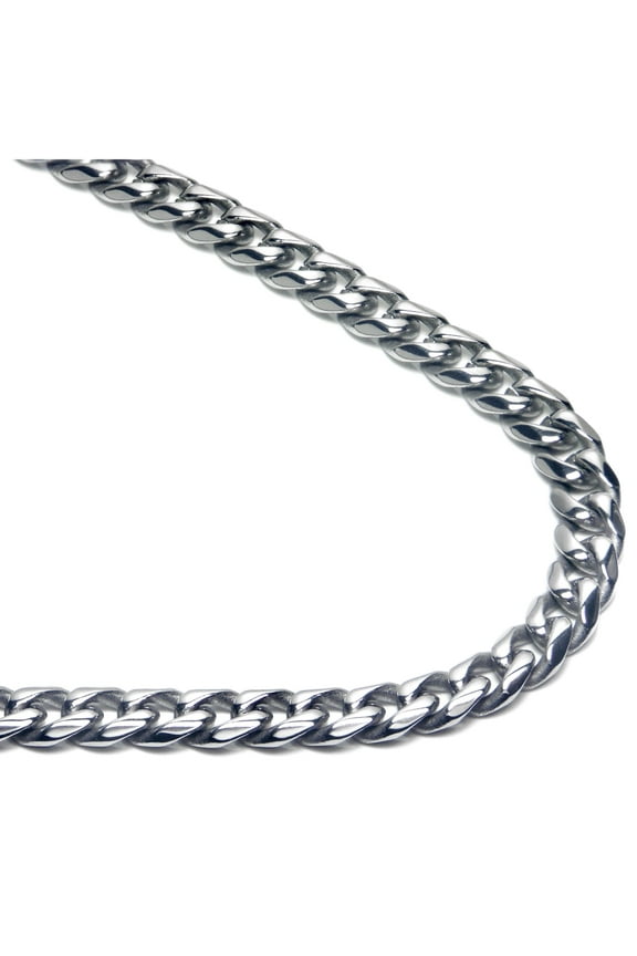 Titanium 7MM Curb Chain Link High Polish Finish Men's Necklace 28"