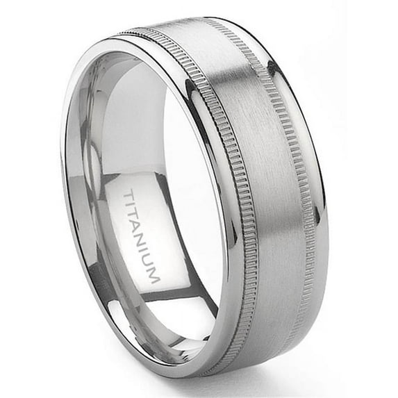 Titanium Kay Titanium 8mm Milgrain Comfort Fit Mens Wedding Band Ring Sz 12.0