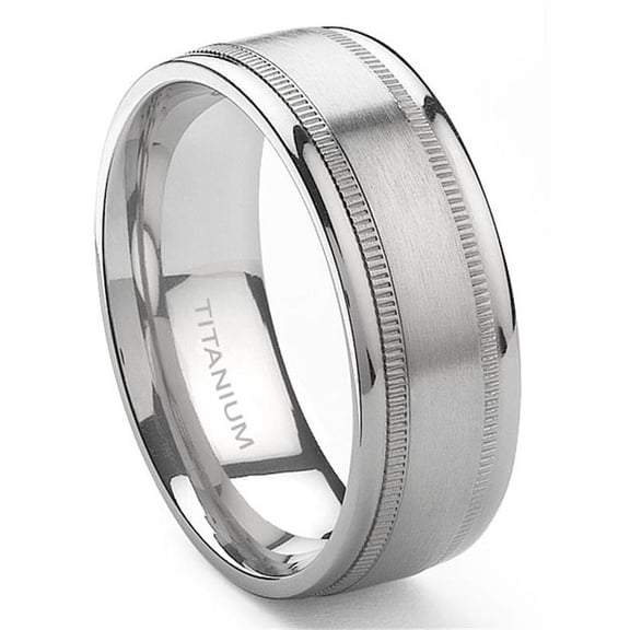 Titanium Kay Titanium 8mm Milgrain Comfort Fit Mens Wedding Band Ring Sz 8.0