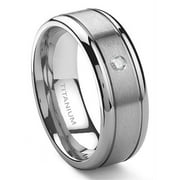 Titanium Kay Titanium 8mm Solitaire Diamond Newport Comfort Fit Mens Wedding Band Ring Sz 10.0