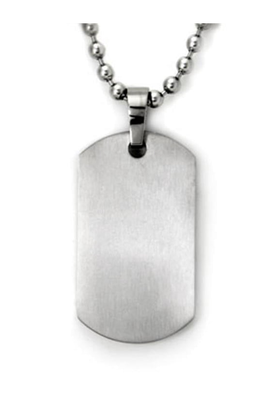 Titanium Engravable Brushed Finish Dog Tag Pendant with 30" Bead Chain (S)