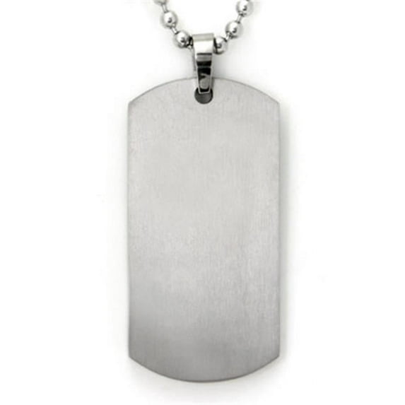 Titanium Kay Titanium Engravable Brushed Finish Dog Tag Pendant with 36" Bead Chain (L)