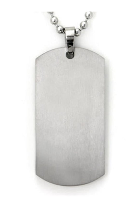 Titanium Engravable Brushed Finish Dog Tag Pendant with 36" Bead Chain (L)