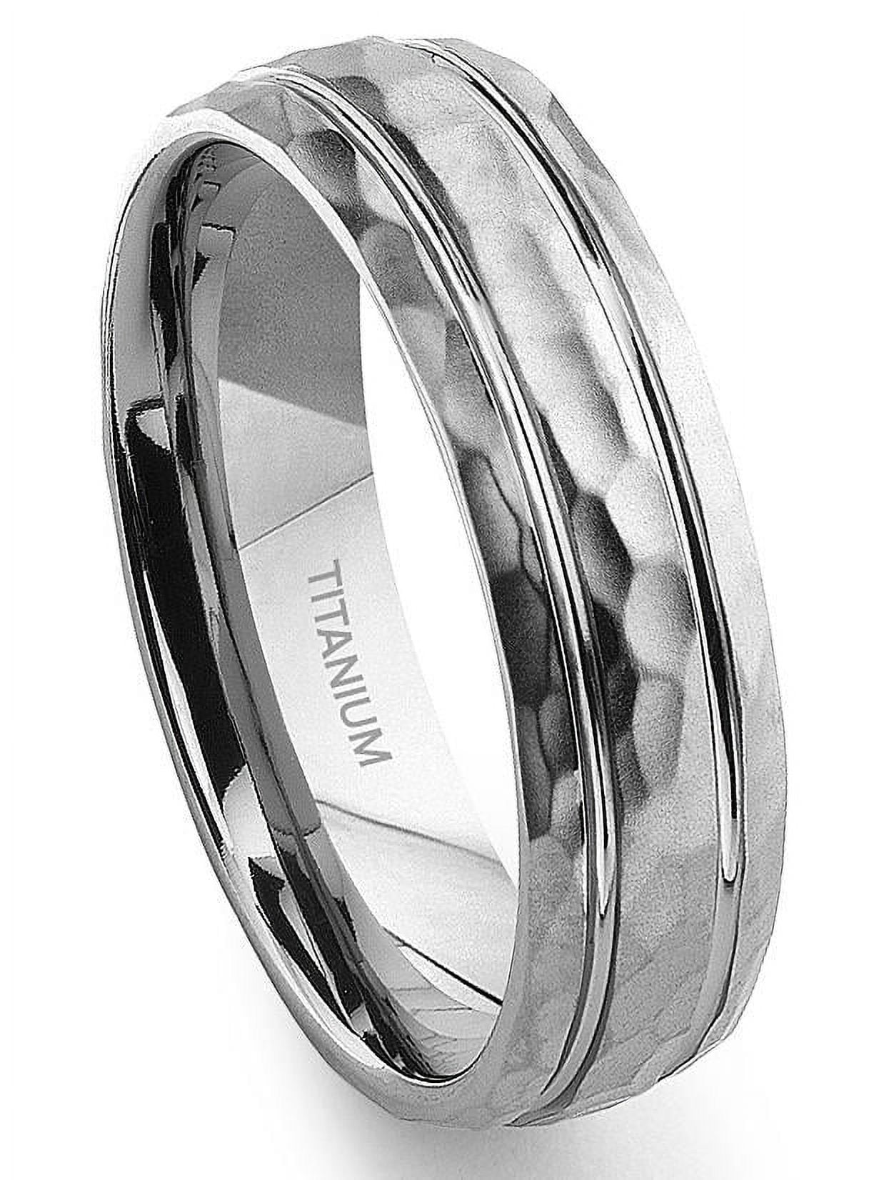 Titanium Kay Titanium Hammer Finish Double Groove Comfort Fit Mens