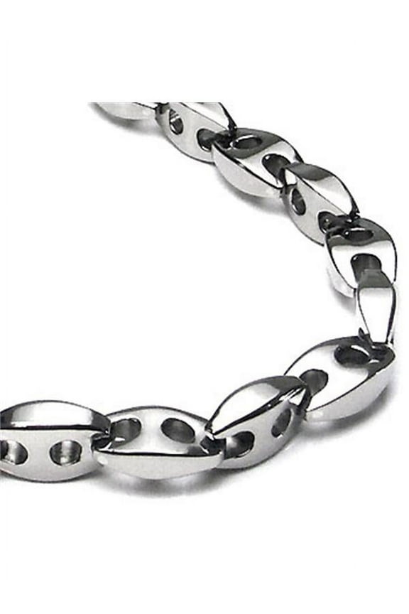 Titanium Men's 10mm High Polish Finish Chrome Color Link Necklace Chain 16"