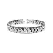 Titanium Kay Tungsten Carbide 10MM Men's High Polish Finish Chrome Color Link Bracelet Sz 9.5
