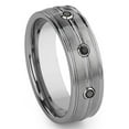 thumbnail image 1 of Titanium Kay Tungsten Carbide 3 Black Diamond Comfort Fit Mens Wedding Band Ring Sz 8.5, 1 of 4