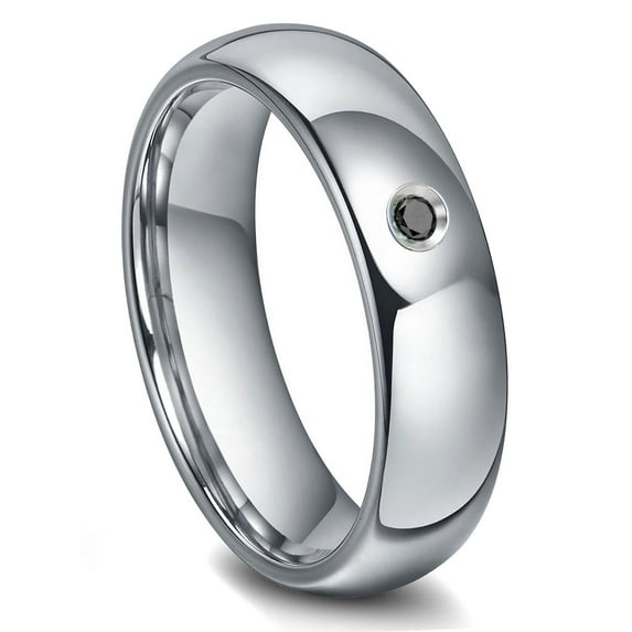 Titanium Kay Tungsten Carbide 6MM Black Diamond Dome Comfort Fit Mens Wedding Band Ring Sz 16.0