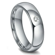 Titanium Kay Tungsten Carbide 6MM Diamond Dome Comfort Fit Mens Wedding Band Ring Sz 7.0