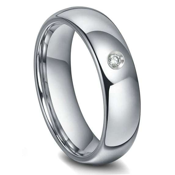 Titanium Kay Tungsten Carbide 6MM Diamond Dome Comfort Fit Mens Wedding Band Ring Sz 9.0