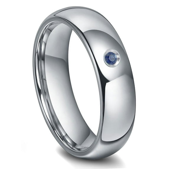Titanium Kay Tungsten Carbide 6MM Sapphire Dome Comfort Fit Mens Wedding Band Ring Sz 12.0