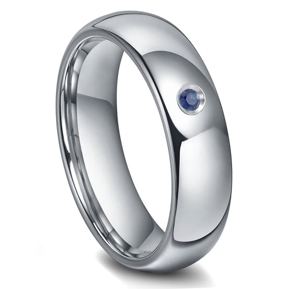 Titanium Kay Tungsten Carbide 6MM Sapphire Dome Comfort Fit Mens Wedding Band Ring Sz 14.5