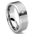 thumbnail image 1 of Titanium Kay Tungsten Carbide 8MM Flat Diamond Comfort Fit Mens Wedding Band Ring with Brush Center Sz 12.5, 1 of 4