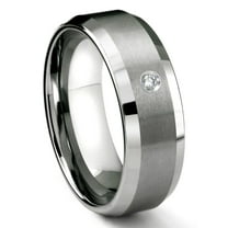 Titanium Kay Tungsten Carbide 8MM Satin Finish Beveled Diamond Solitaire Comfort Fit Mens Wedding Band Ring Sz 10.0