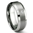 thumbnail image 1 of Titanium Kay Tungsten Carbide 8MM Satin Finish Beveled Diamond Solitaire Comfort Fit Mens Wedding Band Ring Sz 12.5, 1 of 4